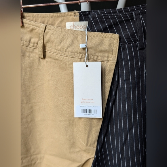 96.Nwt Choosy Tan and Black‎ Striped Pants - Picture 4 of 7